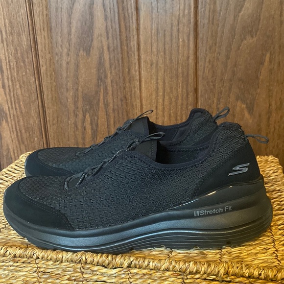 Women's Skechers GOwalk Stretch Fit Basket Wind Slip On Sneaker-Black-Sz 11 - Picture 5 of 15